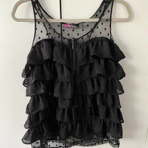 Black Layered Lace Tank Top